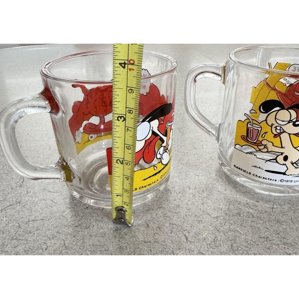 GARFIELD & ODIE Vintage 1978 Clear McDonald's Glass Coffee Cups Mugs (Set of 2) - Picture 4 of 9